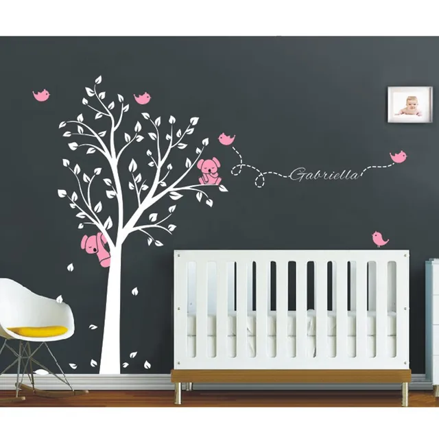 mega koala tree birds vinyl removable wall sticker personalized name