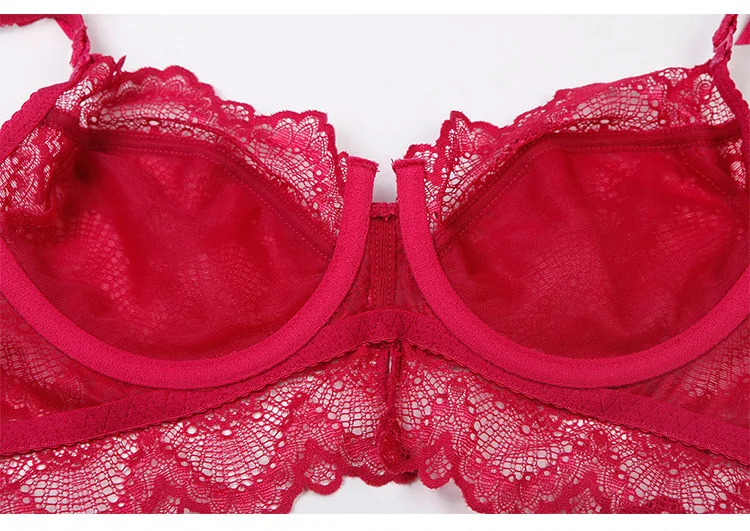 Sexy lace ultra-thin cup underwear push up adjustment bra set for girls thin section bra and panty suit 26