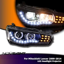 NOVSIGHT 2X автомобильная светодиодная фара в сборе проектор Angel Eye DRL Дневной свет для Mitsubishi Lancer 2009