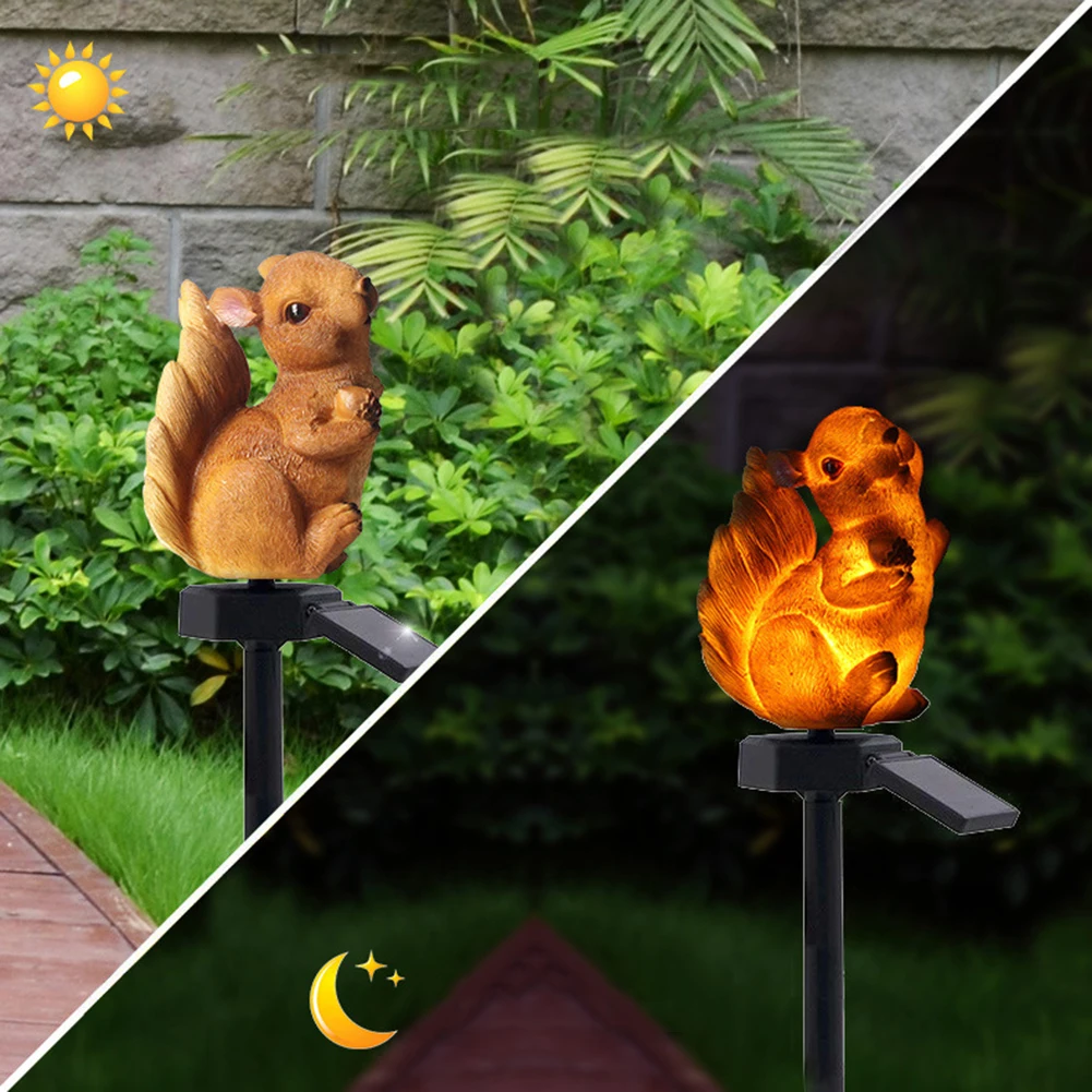 

Solar panels power Lawn Light Squirrel owl Shape Outdoor Waterproof Resin Animal Shape Landscape Light garden decoration