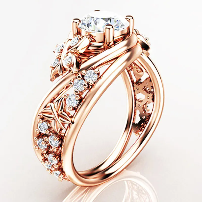 

Rose Gold Color Rings for Women Fashion Clear Cubic Zirconia Butterfly Rings Wedding Jewelry 2019 New Arrivals Dropshipping