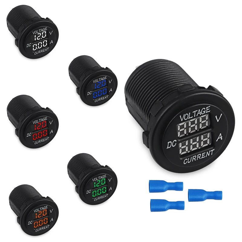 

12V-24V Auto Truck Marine Waterproof Boat Motorcycle Voltmeter Gauge Current Tester Ammeter Led Digital Voltmeter Ammeter