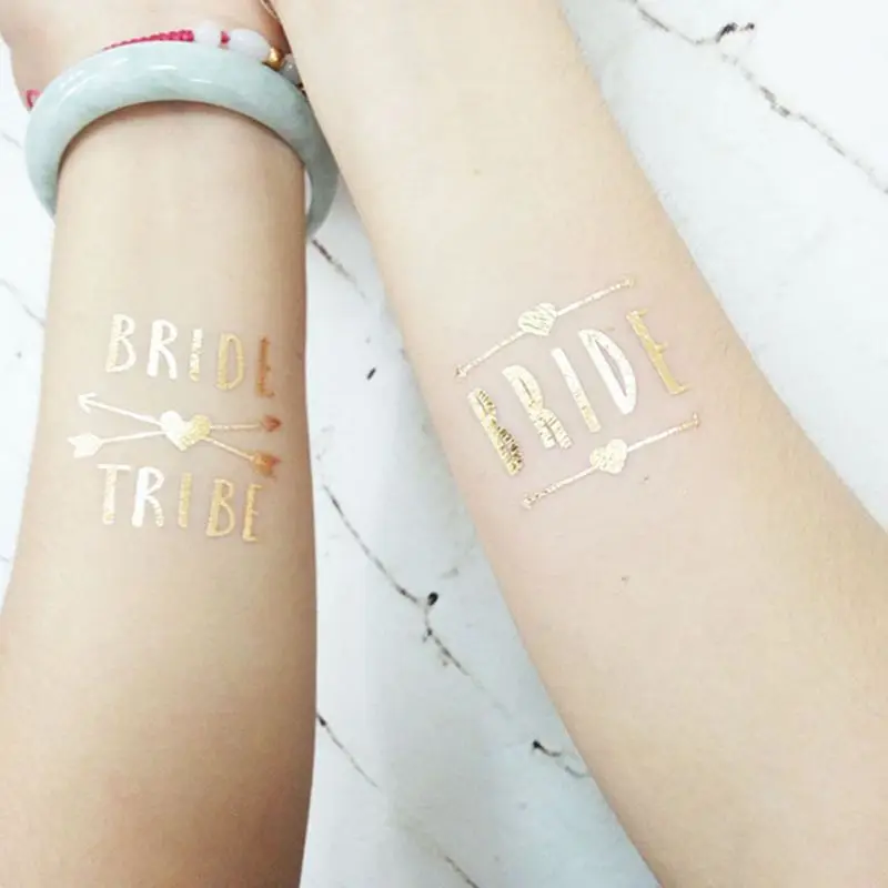 

12pc Bridesmaid Team Temporary Tattoo Sticker Decoration Marriage Bride To Be Bridal Body Art Glitter Tattoo Decals