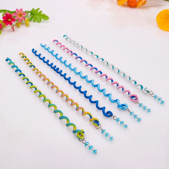 6PCS/lot Rainbow Color Headband Cute Girls Hair Band Crystal Long Elastic Hair Bands Headwear Hair Accessories Random Color Blue