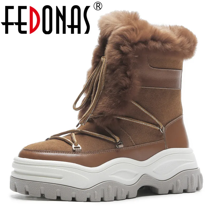 

FEDONAS Retro Brand Women Ankle Boots Warm Winter Snow Boots Ladies Genuine Leather Round Toe Casual Shoes Woman Basic Boots
