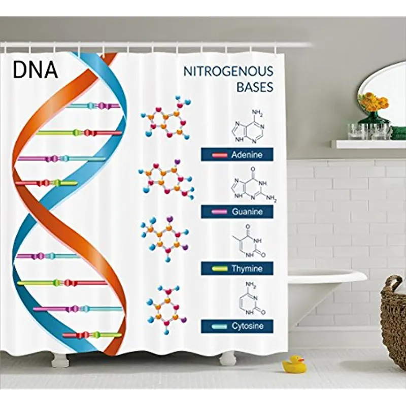 

Vixm Educational Shower Curtain DNA Bases Chemistry Biochemistry Biotechnology Science Spiral Symbol Genetic Bath Curtains