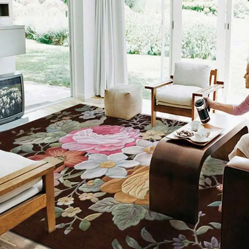 ALITEXTILEBTOC шерсть Северная Европа Цветочные ковры для прихожей спальни шерсть ручной работы Нескользящие удобные ковры