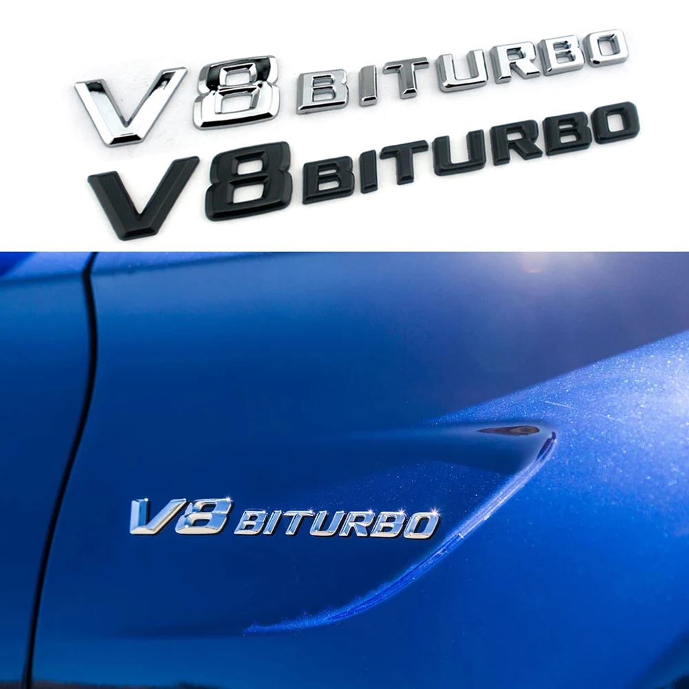 V8 BITURBO логотип автомобиля боковой Fender Стикеры для Mercedes Benz AMG CL SLK SLS W203 W204 W205 W210 W212 W211