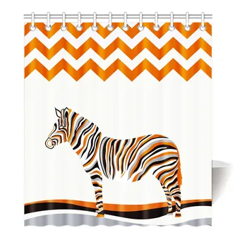 

Colorful zebra orange black white Shower Curtain Printing Waterproof Mildewproof Polyester Fabric Bath Curtain Bathroom