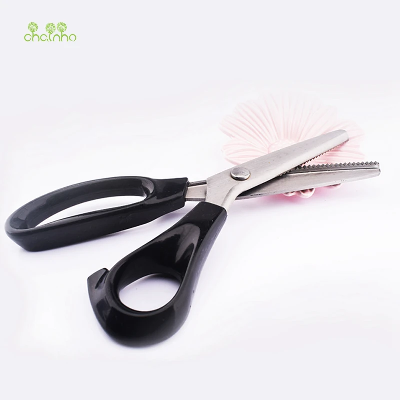 Chainho,Tailor Scissors with Round & TriangleTooth,Sewing Scissor with Zigzag Shape for DIY Sewing,Shears for Fabric or Leather