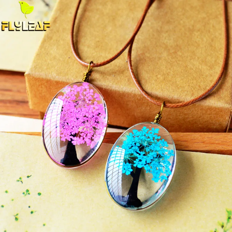 

Flyleaf 2017 Handmade Natural Dry Flowers Life Tree Long Necklaces & Pendants For Women Casual Girlfriend Gift Creative Jewelry