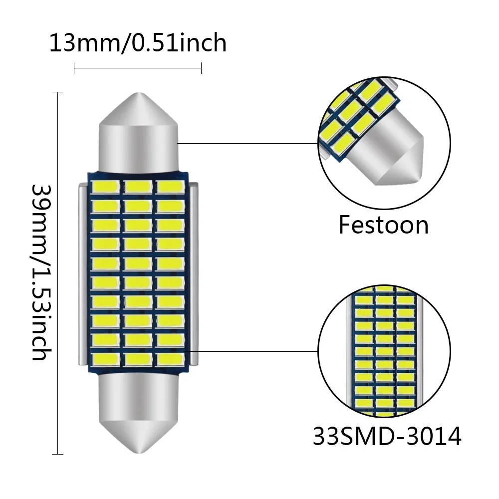 1 шт фестон без ошибок Canbus C5W C10W Авто интерьерная лампа 3014 SMD стильный светильник для автомобиля светодиодный фонарь Doom 31 мм 36 мм 39 мм 41 мм