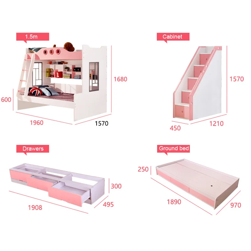 Фошань мебель розовая девочка двухъярусная кровать