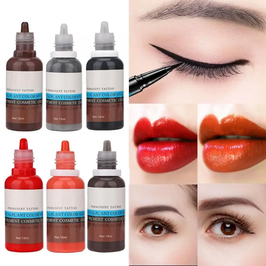 

15ml/Bottle Eyebrow Lip Eyeliner Tattoo Ink Tattoo Plant Pigment Permanent Pigment Ink For Microblading Makeup Cosmetics Tools