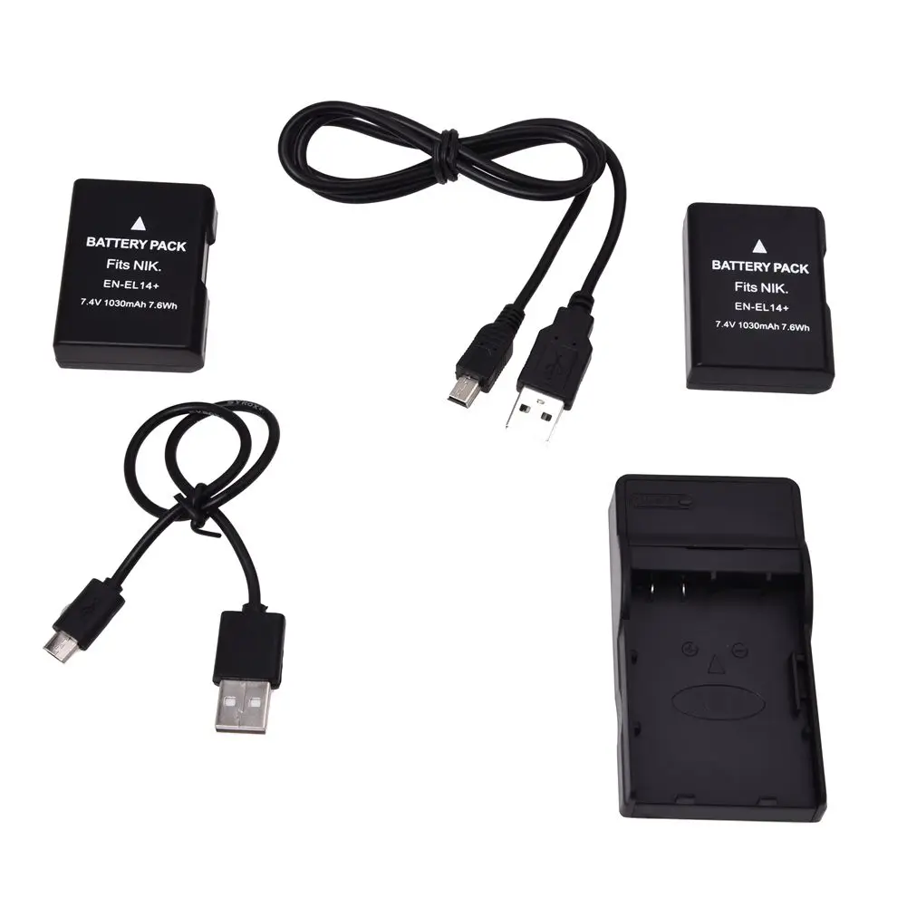 2X Battery+USB Charger for Nikon EN EL14 14A D3200 D3300 D5300 D5500