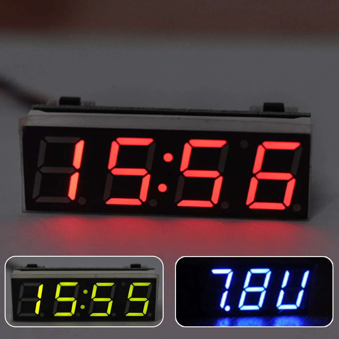 Цифровой автомобиль светодиодный электронные часы время температура напряжение 3 в 1 метр 12 В DC 7-20 в