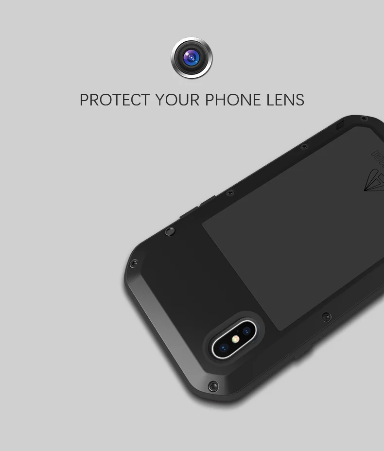 Gorilla glass film gift) металлический водонепроницаемый чехол LOVE MEI для Apple iPhone X