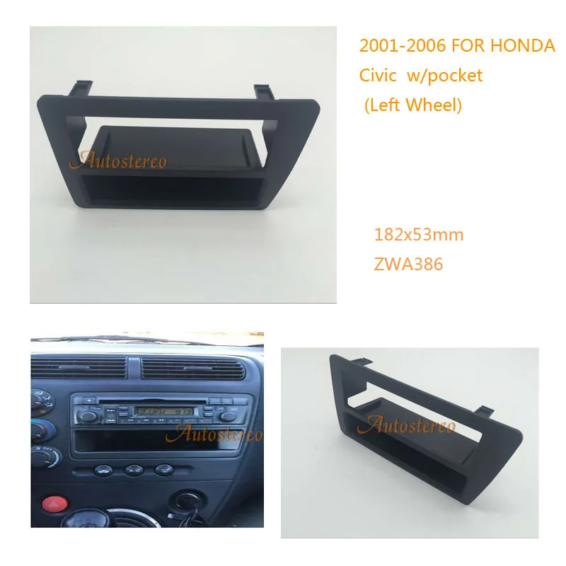 1 Din Автомобильная Радио фасция и установка панели рамка для HONDA Civic 2001-2006 Вт/карман(левое колесо) стерео радио фасции пластина панель