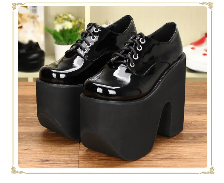 Женские туфли на шнуровке черные плоской подошве со шнуровкой 15 см|punk shoes|shoes