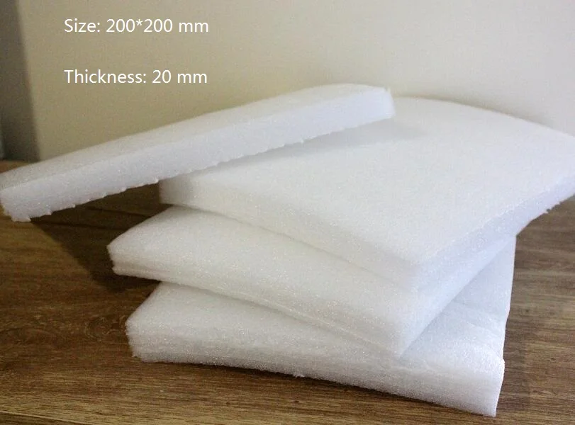 10 листов белый квадрат подушки EPE вспененные листовые панели низкой плотности Polyethylene200 * 200*20 мм