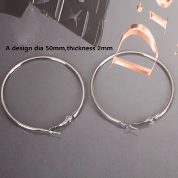 

35/50mm Rion Platinum Plated Earring Hoops Wine Glass Charm Rings Big Round Loop Circle Ear Hook jewelry Findings Wire Component