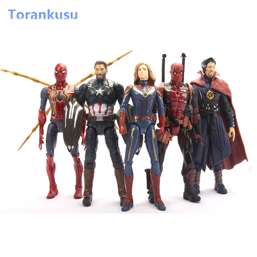 Avengers Endgame Captain Marvel Captain America Doctor Strange Spiderman Deadpool Action Figure Toy Gift Marvel Doll 5pcs/set PG