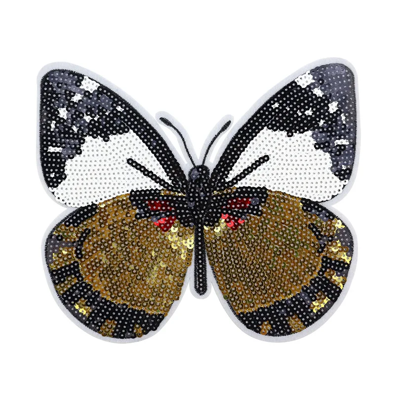 Новая кружевная вышивка бабочки аппликация ткань с пайетками свитер Одежда патч наклейки футболка diy Украшение 3D блестками патч
