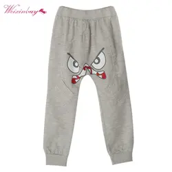 Специальные детские хлопковые штаны-шаровары средней длины с рисунком птицы для маленьких мальчиков, брюки серого и черного цвета