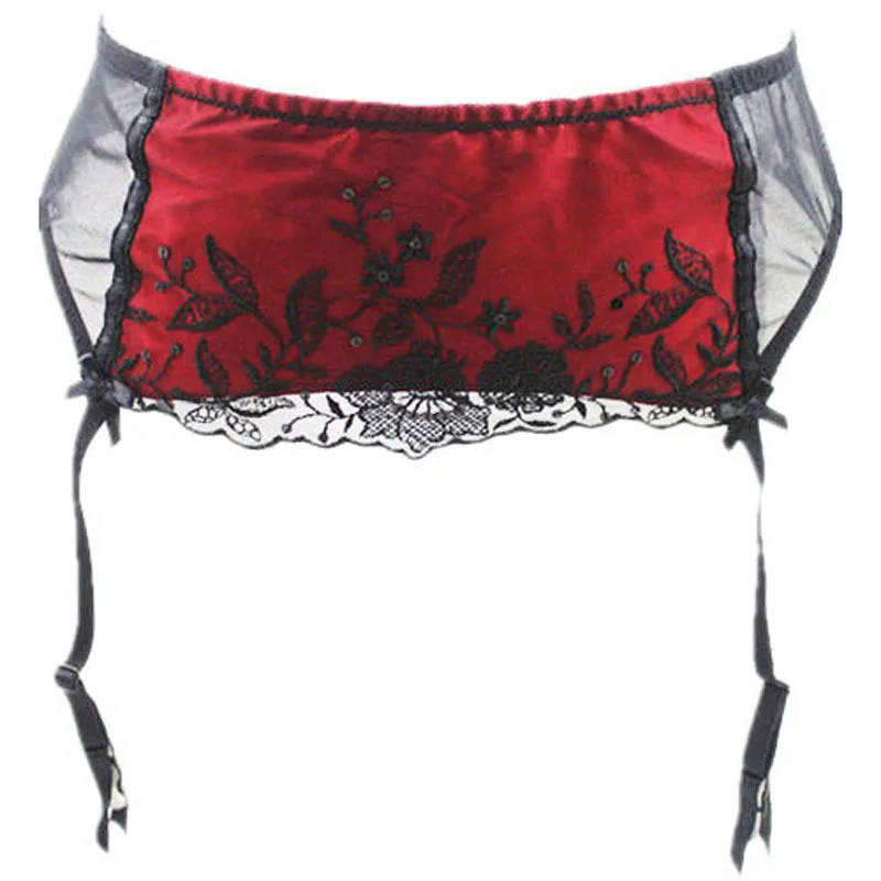 Female Garters Layered Black Red Embroidery Garters Belts Lace Metal 