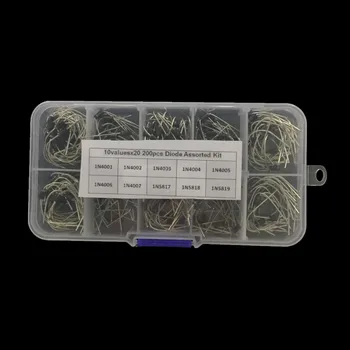 

200Pcs/lot 10 Values Rectifier Diode Assorted Kit 1N4001 1N4002 1N4003 1N4004 1N4005 1N4006 1N4007 1N5817 1N5818 1N5819 + Box