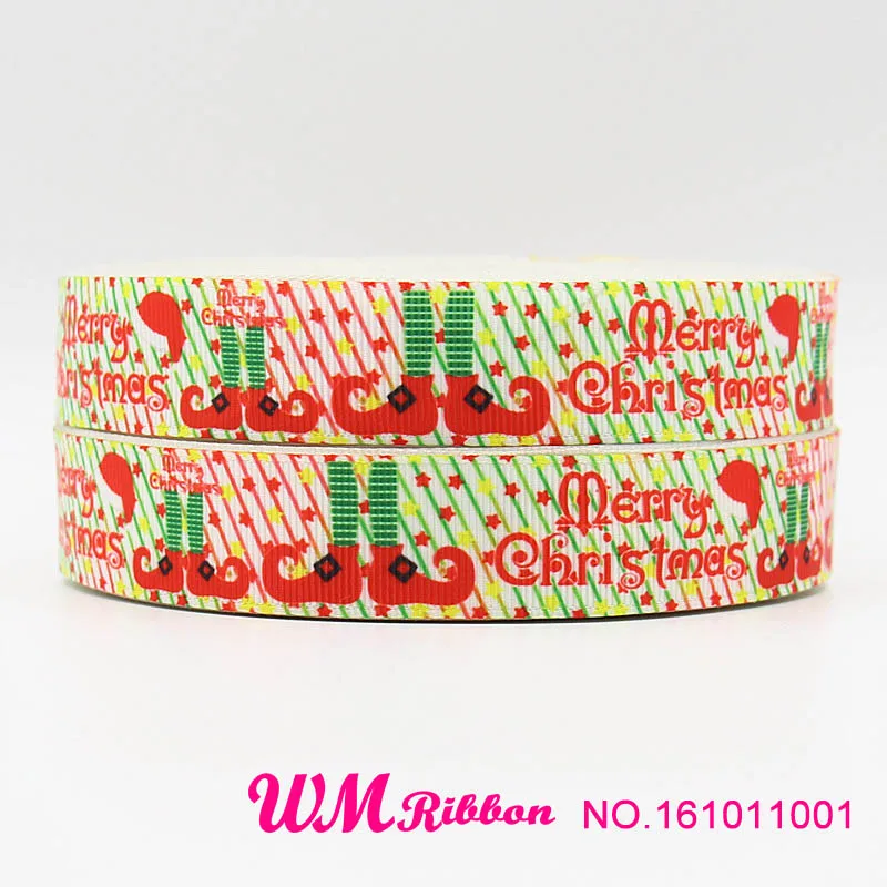 Q& N лента 7/8 дюймов 22 мм Рождественская лента с принтом Санта-Клауса 50 ярдов/рулон для волос галстук-бабочка для волос - Цвет: 161011001