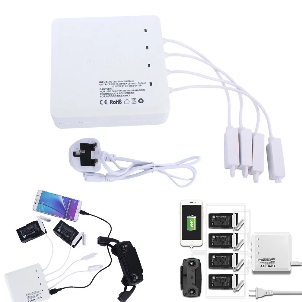 

Charger Charging 6 Way Output 2 USB Ports Durable British Plug For 4 Batteries AIR Mobile Phone S7JN