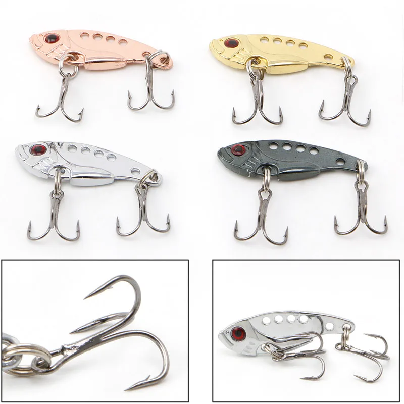 

1pc Metal Fishing Lure 3.5cm/3.2g Micro Bait Crank Bait Treble Hooks 4 Colors Fishing Accessories