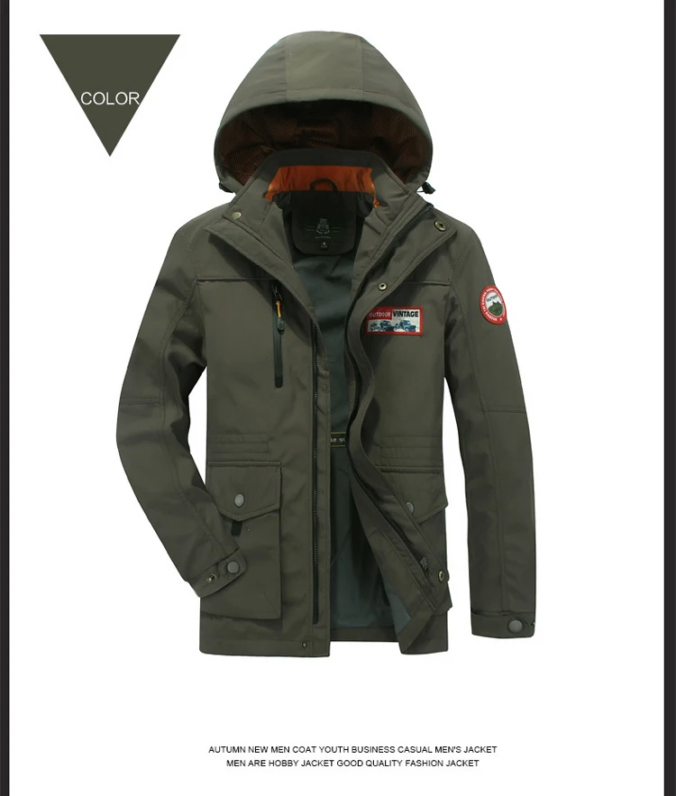 Waliicorners Mlitary Jacket Men Autumn Casual Windbreaker Mens Spring Jacket Hooded Collar Wide-waisted Breathable Mens Outerwear M-4XL 15 8