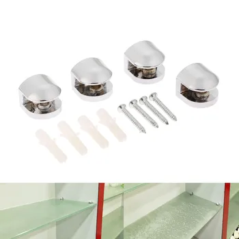 

DRELD 4Pcs Zinc Alloy Adjustable Glass Shelf Support Holder Clamp Bracket For 5-6mm Thickness Glass w/Screws Furniture Hardware