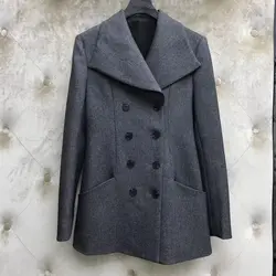 Женская двубортная верхняя одежда 2019 весна осень офисное Женское пальто с длинным рукавом куртка с v-образным вырезом