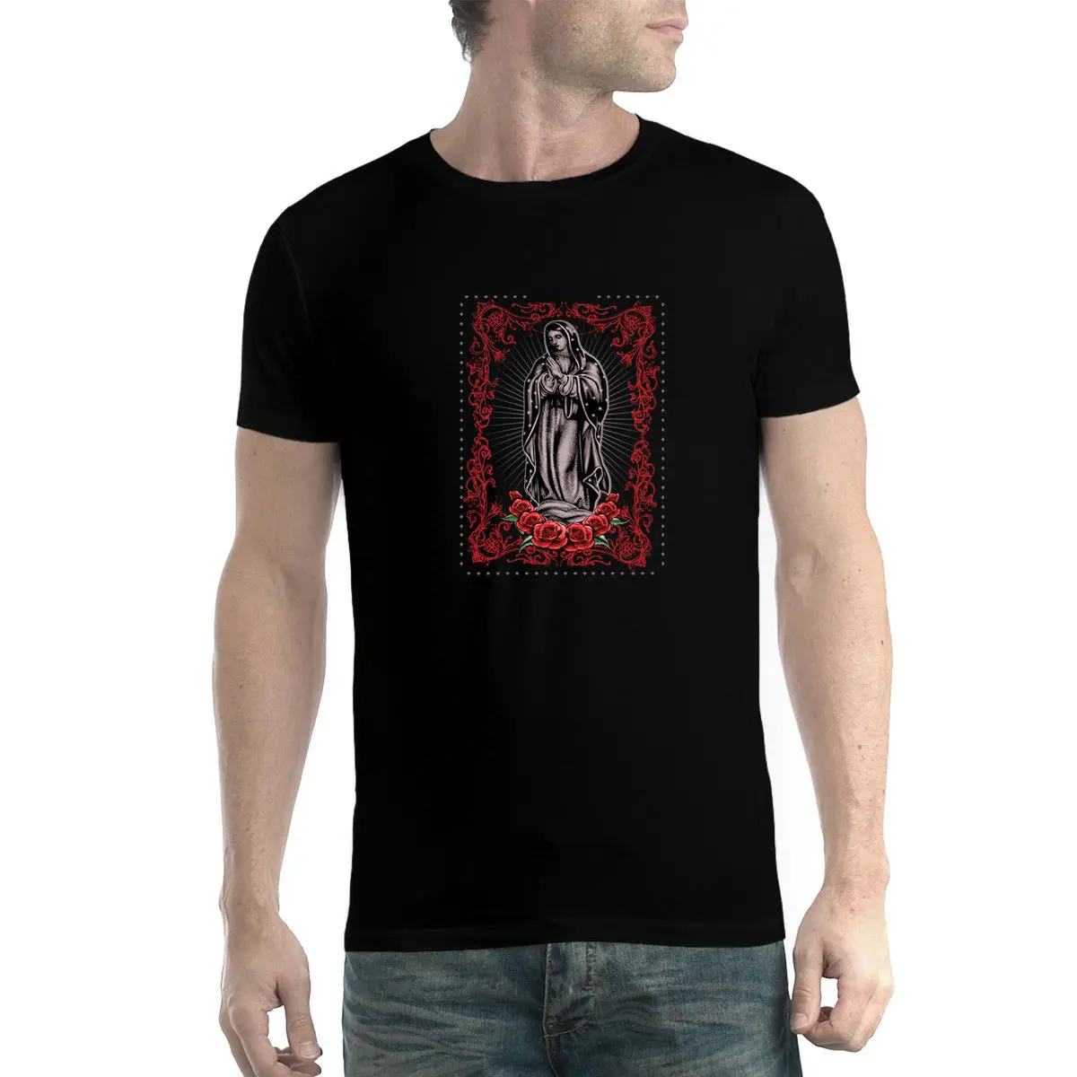 Virgin Mary Rose Jesus Мужская футболка XS-5XL Новая модная брендовая мужская с принтом в