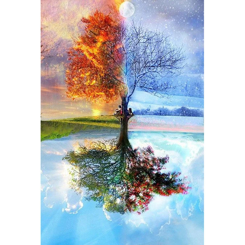 100% Full DIY 5D Diamond Painting Seasons Tree Cross Stitch Diamond Embroidery Patterns rhinestones Diamond Mosaic hcr