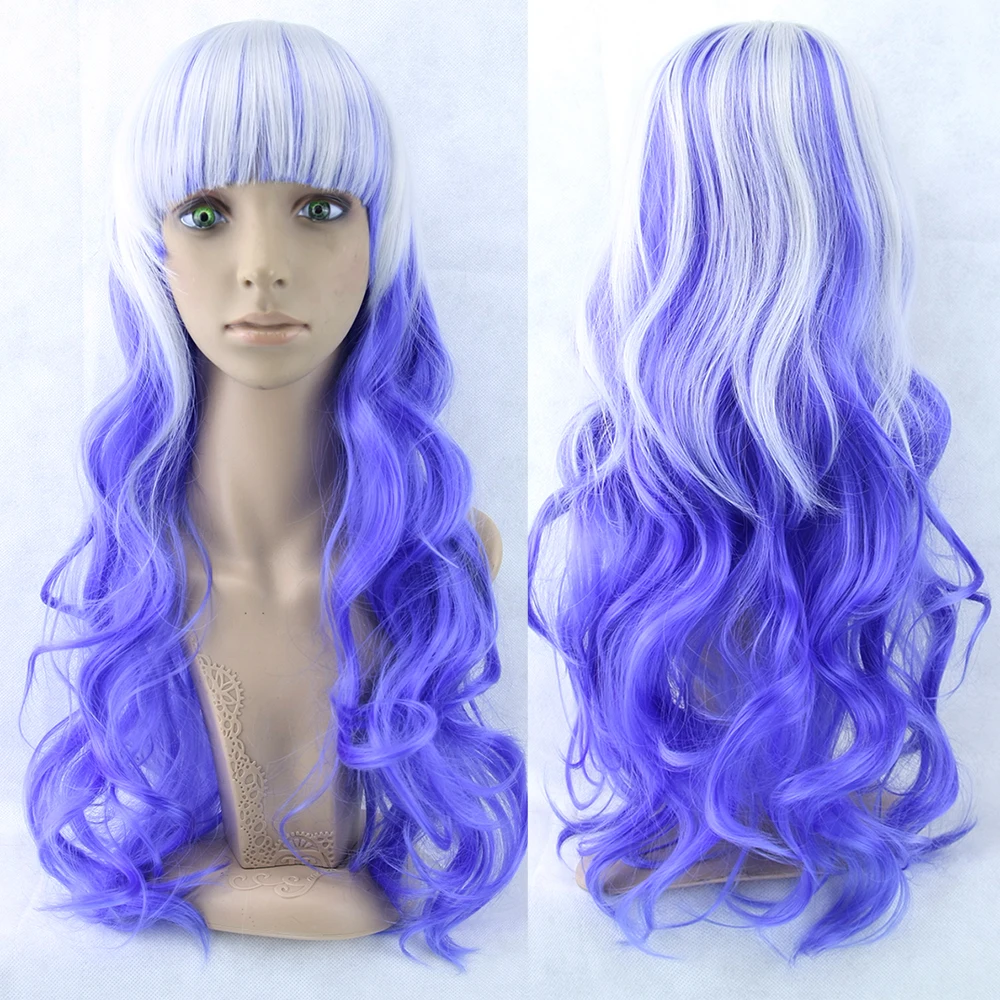 Soowee 70 см длинные женские волосы Омбре цвет высокая температура волокна парики розовый синий синтетические волосы косплей парик перука Pelucas