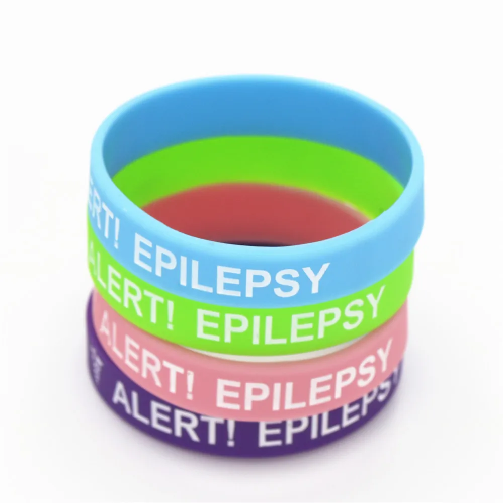 50PCS Medical Alert Bracelet Epilepsy Silicone Wristband Awareness