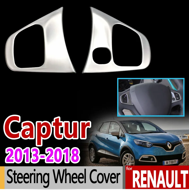 

for Renault Captur Kaptur Samsung QM3 Matte Chrome Steering Wheel Button Cover 2013 2014 2015 2016 2017 2018 Accessories Sticker