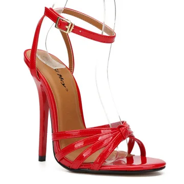 Hey Si Mey/высокое качество, новинка, большие размеры, тонкий высокий каблук 13 см, европейские и американские женские сандалии женская обувь размера плюс 37-48 - Цвет: Красный