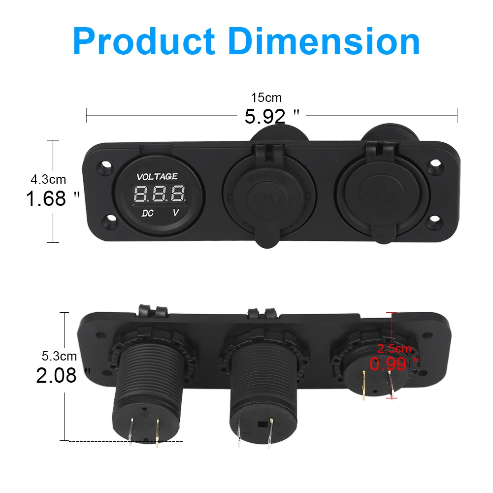 ADPOW 3 порта, зарядное устройство для мотоцикла, мотоцикла, автомобиля, светодиодный цифровой вольтметр, разветвитель, прикуриватель, двойной usb-адаптер