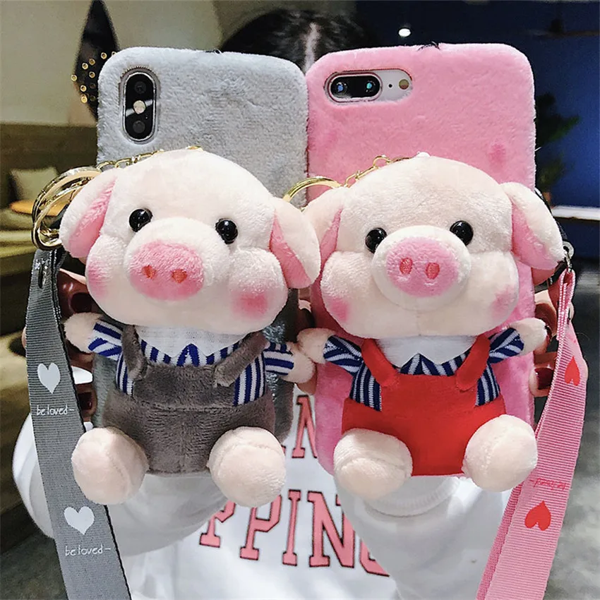 

Cartoon Doll Case For Iphone 11 Pro Max 11pro 8plus 7 6s plus Cute Fluffy Warm Fluffy Cover Phone Case For Iphone XR XS MAX SE 5