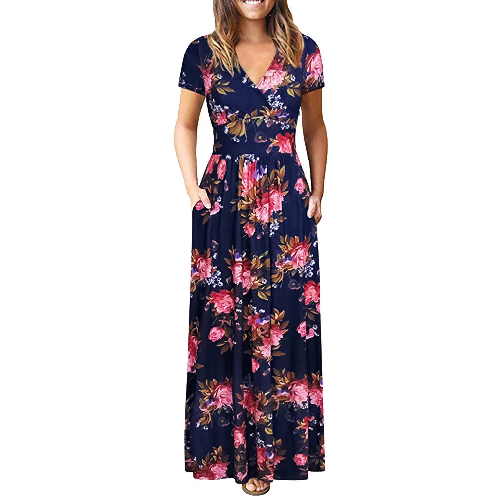 Ladies Summer Fashion Dresses Woman Party Night Elegant Short Sleeve Bohemian Print Boho Dress Sexy Casual Long Maxi Dresses Ladies Summer Fashion Dresses Woman Party Night Elegant Short Sleeve Bohemian Print Boho Dress Sexy Casual Long Maxi Dresses