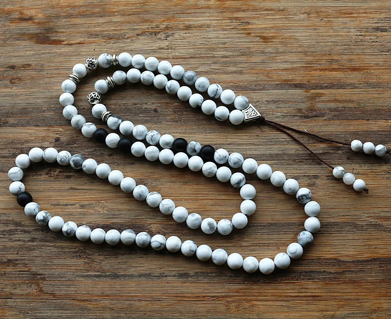 Inelastic 8mm 99pcs Round Howlite Stone Beads Buddhist Prayer Rosary Mala Necklace for woemn men jewelry - Image 3