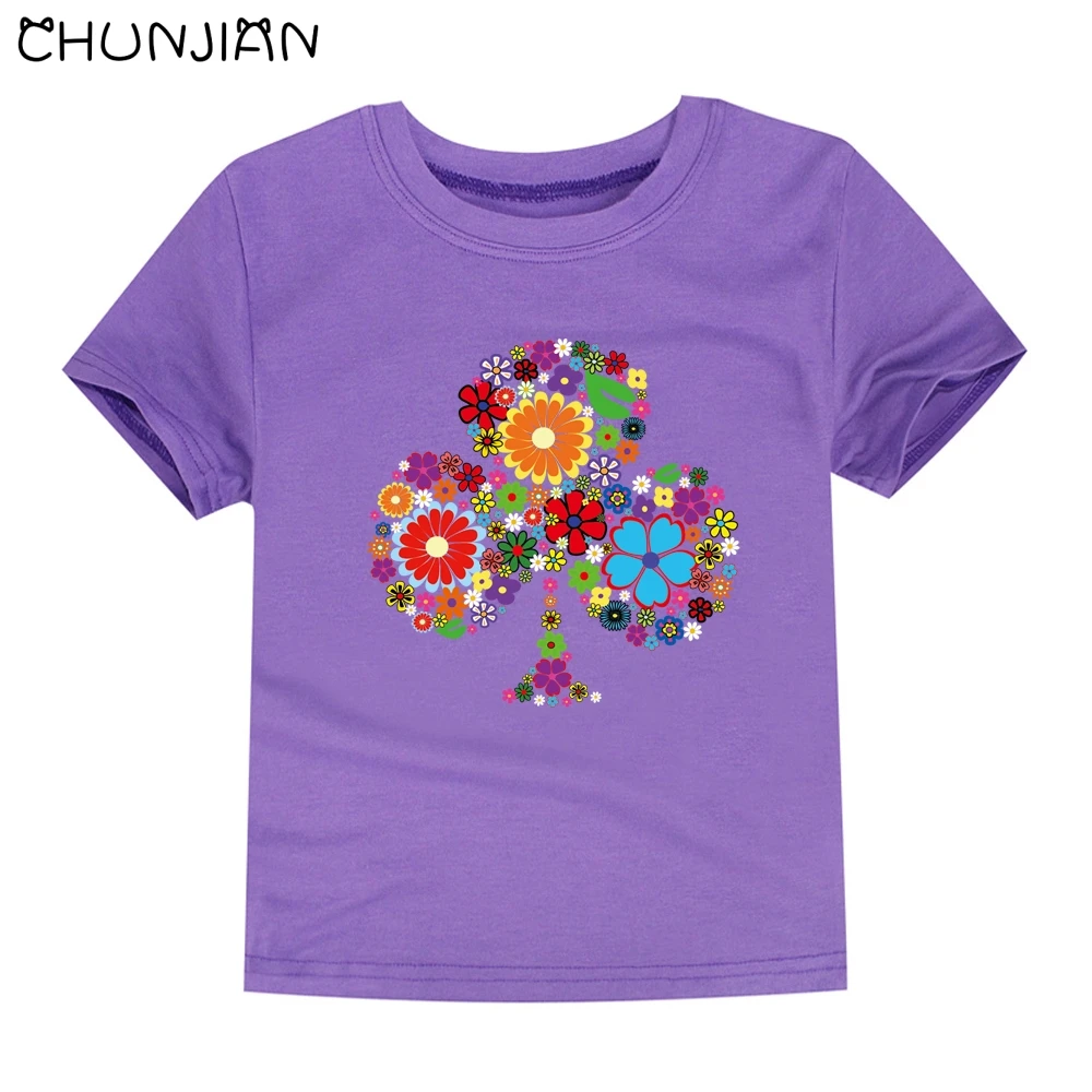 

girls flower T-shirt 100% cotton short sleeve Tees for girl 2018 new tree print kids clothes for 2-14T boys tops