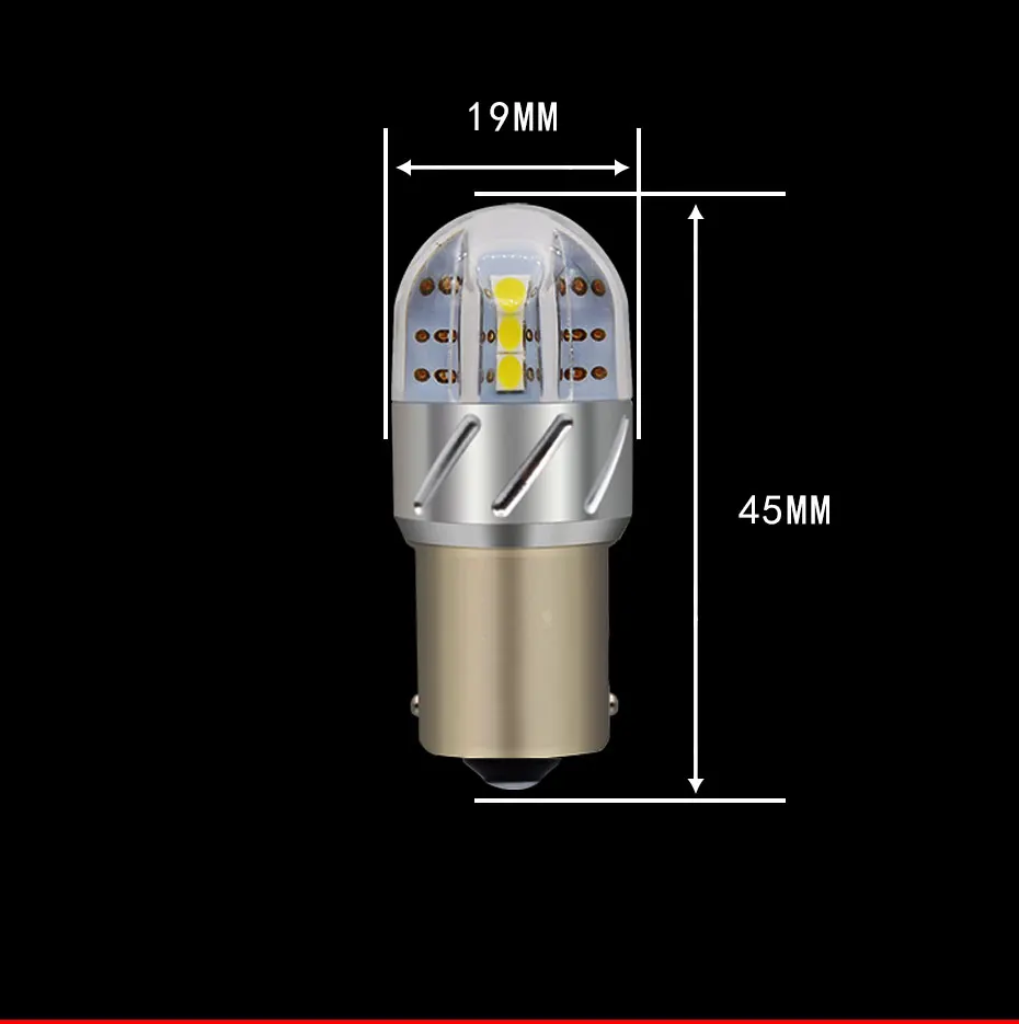 2X 12V-24V S25 P21W 1156 BA15S Led Light Blub 3030 6 LED Yellow White Reverse Light Backup Lamp Tail Bulb Turn Signal Lights (2)