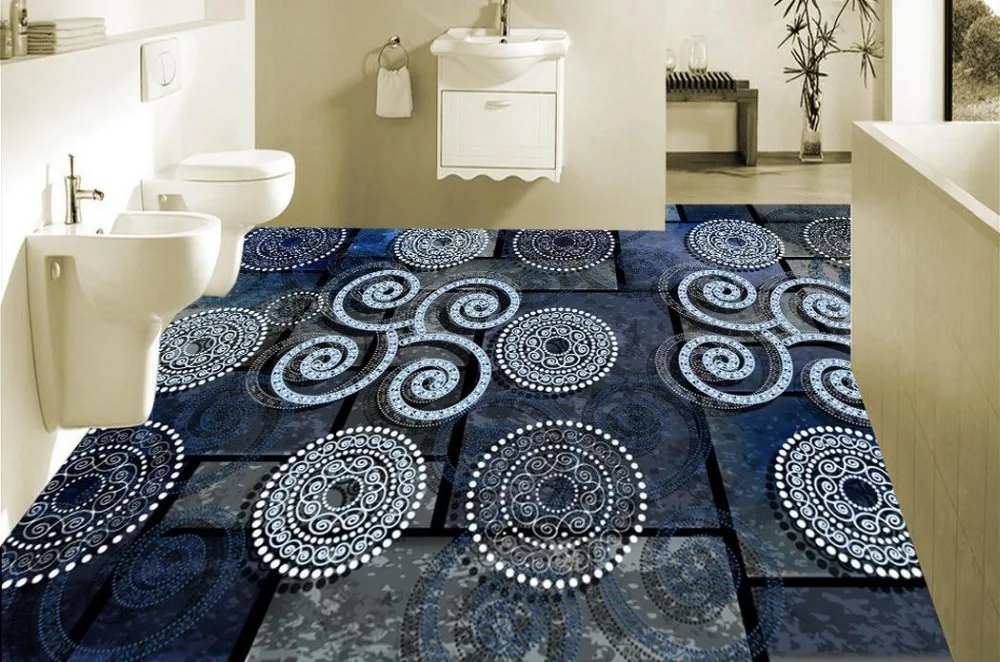 

Custom PVC wallpaper photo wallpaper Abstract the circle flowers 3 d 3 d floor tile ground floor wallpaper
