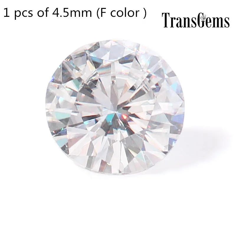 

TransGem 1pcs 4.5mm Equivalent Diamond Carat Weight 0.33ct Carat F Colorless Moissanite Loose Stone for Jewelry Making